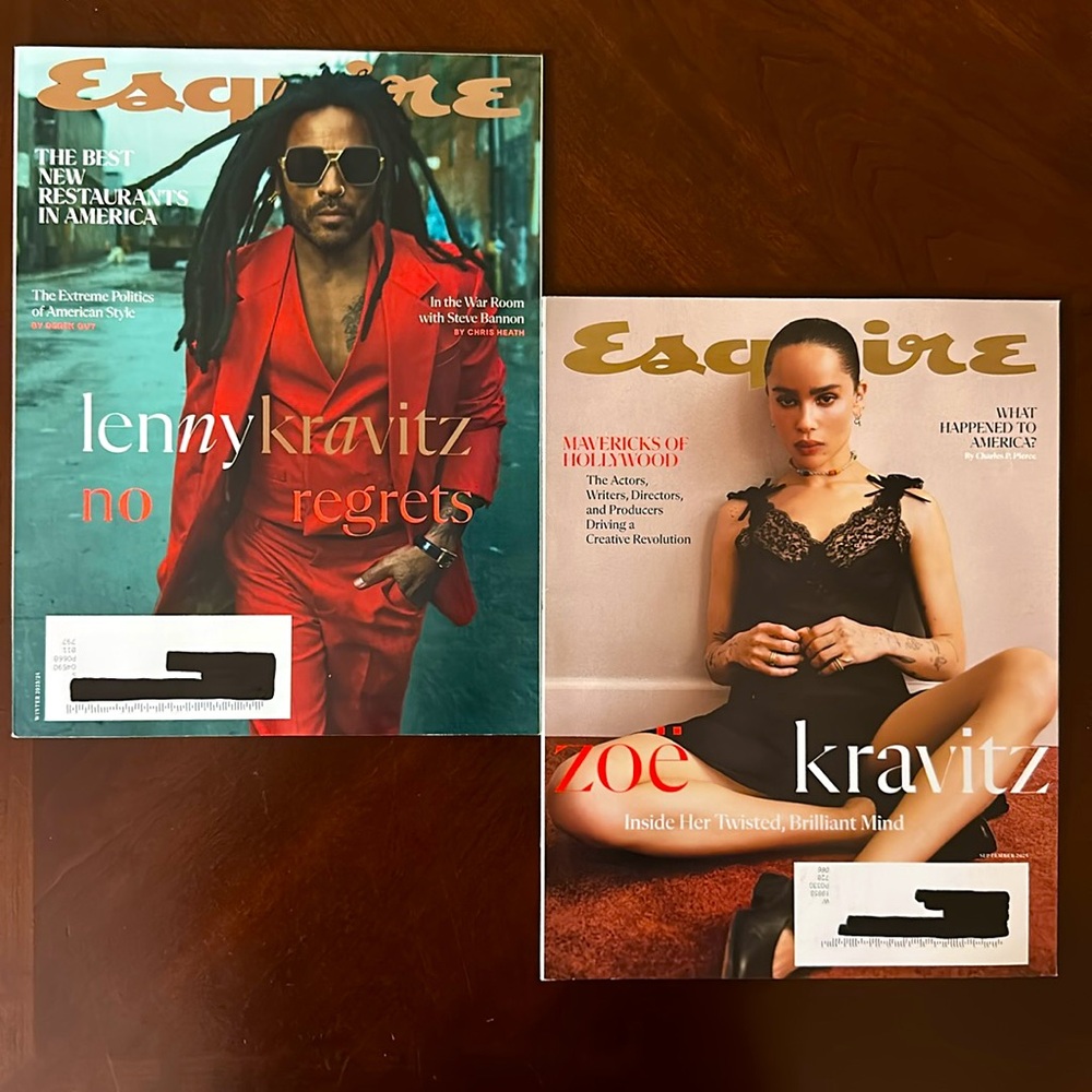 Esquire Magazine Zoe Kravitz Sept 2024 & Lenny Kravitz Winter 2023/2024 Bundle